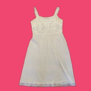 Vintage Lady Lynne Ivory Lace Slip 1960s 70s Union Made ILGWU Bridal Lingerie SM